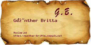 Günther Britta névjegykártya